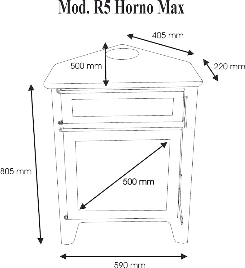 Estufa de leña modelo r5 horno max 11 kw