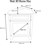 Estufa de leña modelo r5 horno max 11 kw